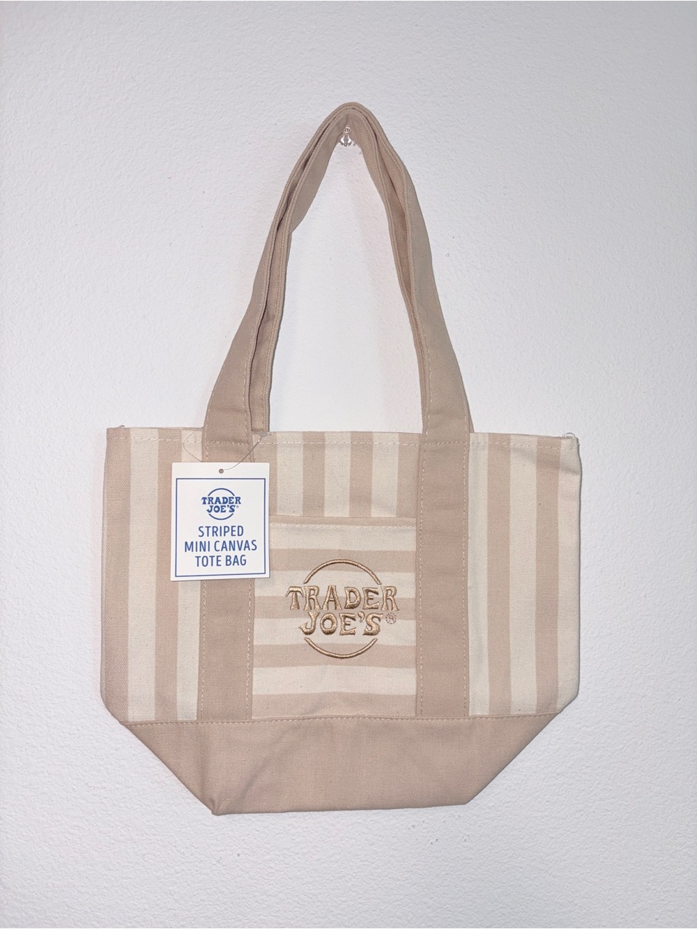 Trader Joe's Beige Striped Canvas Tote